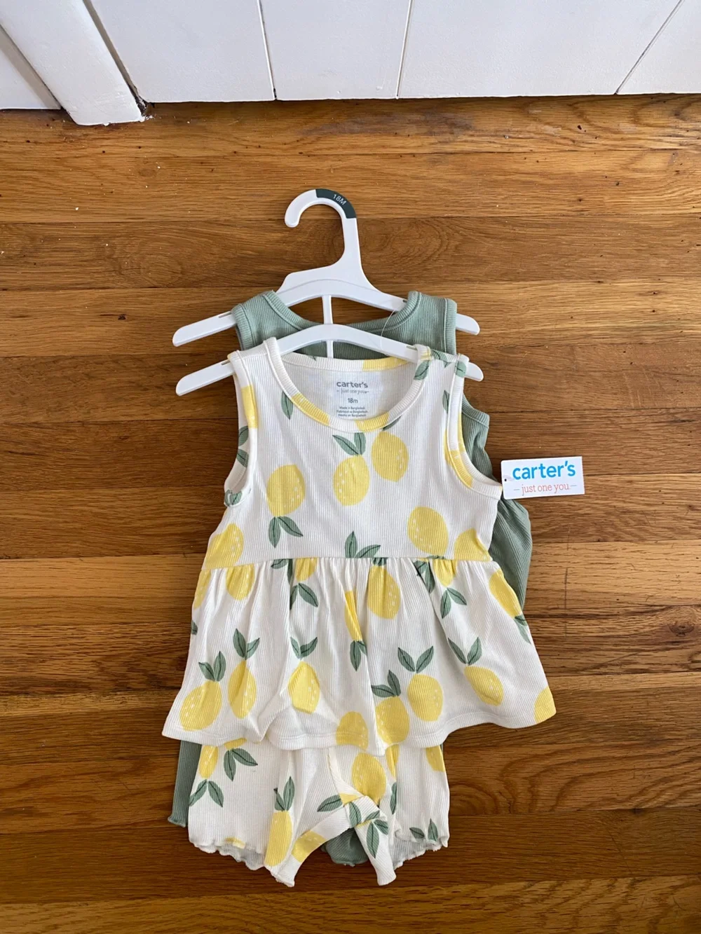 Carter’s Baby Girl 4-Piece Lemon & Sage Ribbed Set | NWT | 18M